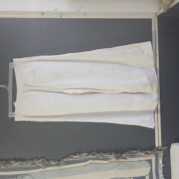 GUC Banana Republic Wide Leg Crop White Linen Blend Pants Size Medium - Picture 5 of 7